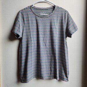 LOFT Multi-Colored Striped Vintage Soft T-Shirt Size Large